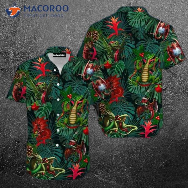 Christmas Dragon Green Hawaiian Shirts