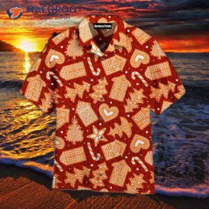 christmas funny cutie gingerbread pattern red hawaiian shirt 1
