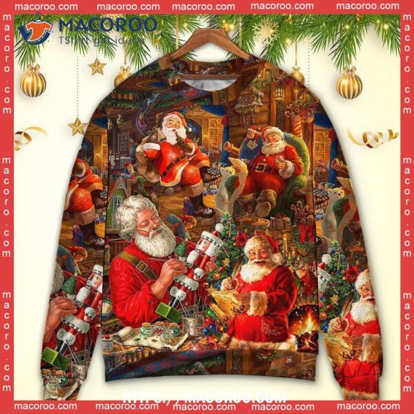 Christmas Funny Santa Claus Gift Xmas Is Coming Art, Family Christmas Sweaters