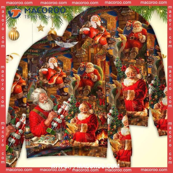 Christmas Funny Santa Claus Gift Xmas Is Coming Art, Family Christmas Sweaters