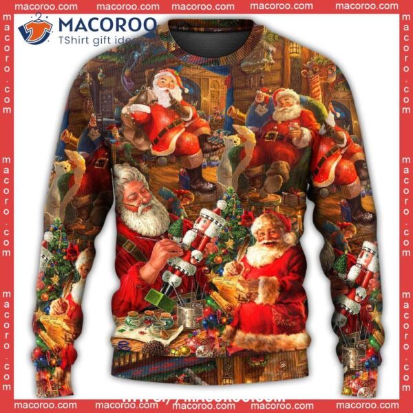 Christmas Funny Santa Claus Gift Xmas Is Coming Art, Family Christmas Sweaters