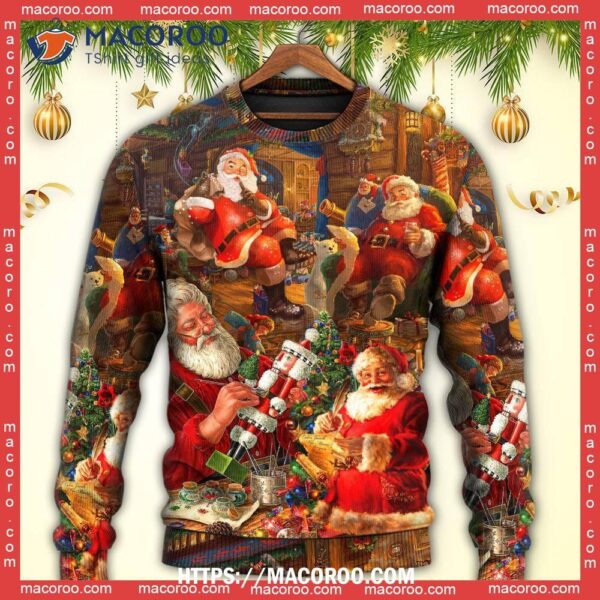 Christmas Funny Santa Claus Gift Xmas Is Coming Art, Family Christmas Sweaters