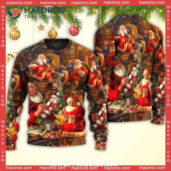 Christmas Funny Santa Claus Gift Xmas Is Coming Art, Family Christmas Sweaters