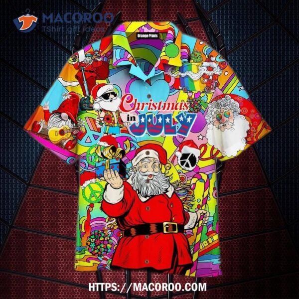 Christmas In July Hippie Santa Claus Hawaiian Shirt