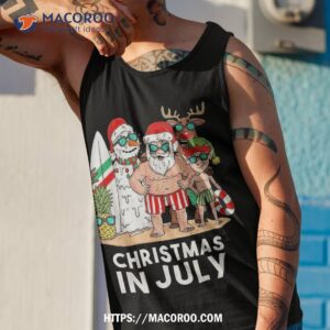 christmas in july santa and friends xmas summer boys kids shirt tank top 1