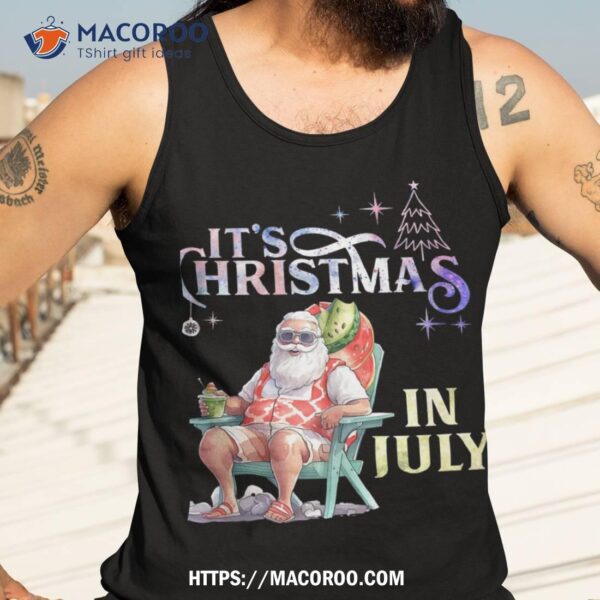 Christmas In July Santa Beach Summer Float Xmas Funny Shirt