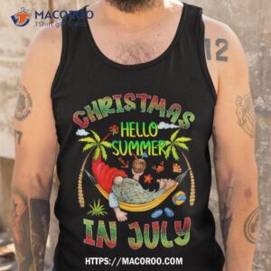 christmas in july santa beach summer with gnomies vacation shirt tank top 1