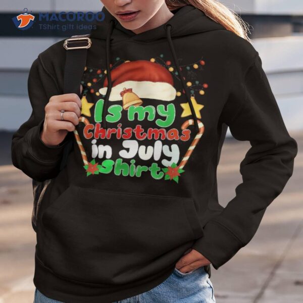 Christmas In July Santa Hat Summer Beach Vacation Xmas Shirt