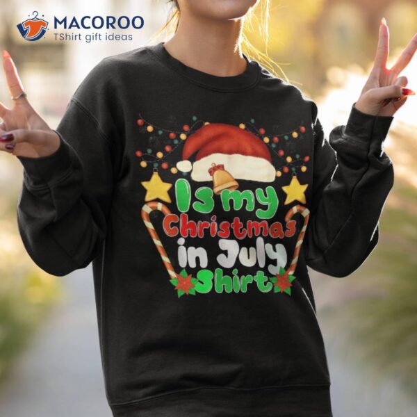 Christmas In July Santa Hat Summer Beach Vacation Xmas Shirt