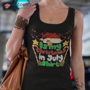 Christmas In July Santa Hat Summer Beach Vacation Xmas Shirt