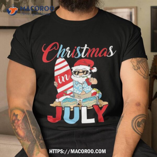 Christmas In July Santa Hawaiian Summer Surf Surfing Surfer Shirt