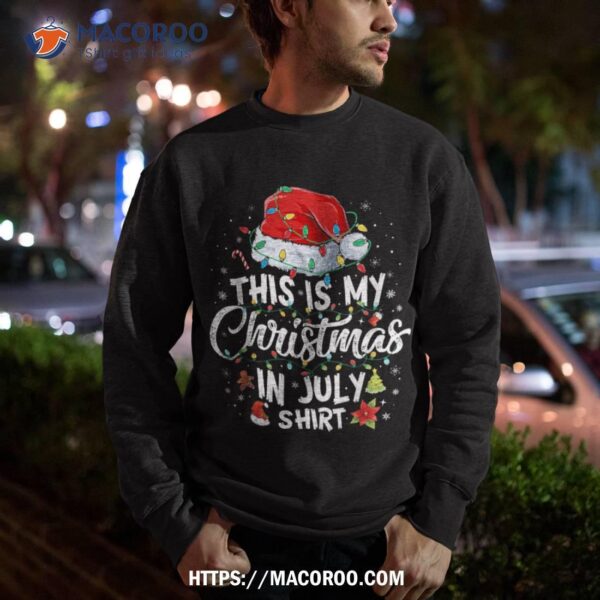 Christmas In July Shirt Santa Hat Summer Beach Vacation Xmas Shirt