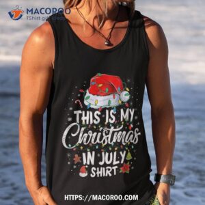 christmas in july shirt santa hat summer beach vacation xmas shirt tank top 1