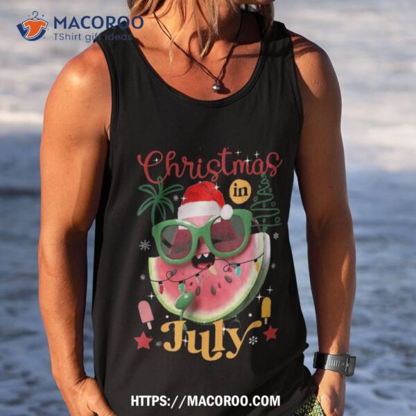 Christmas In July Watermelon Xmas Tree Summer Kids Shirt