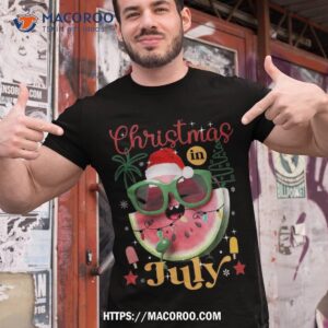 christmas in july watermelon xmas tree summer kids shirt tshirt 1