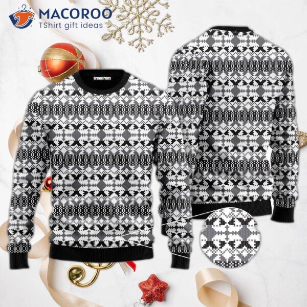 Christmas Knit Style Black And White Ugly Sweater