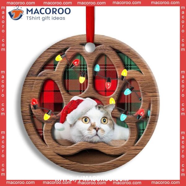 Christmas Meowy Xmas Gifts For Cat Lovers Circle Ceramic Ornament, Cat Tree Ornaments