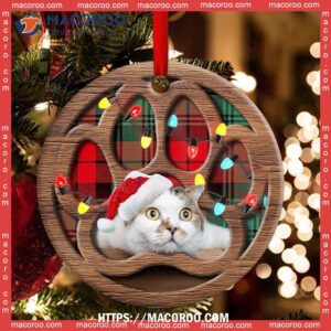 Christmas Meowy Xmas Gifts For Cat Lovers Circle Ceramic Ornament, Cat Tree Ornaments