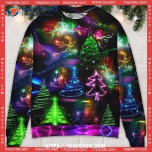 christmas neon art tree and snowman star wars ugly sweater 1