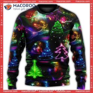 christmas neon art tree and snowman star wars ugly sweater 3