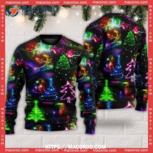 christmas neon art tree and snowman star wars ugly sweater 5
