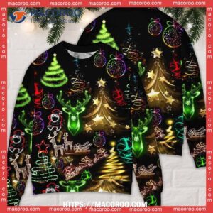 christmas neon art tree and snowman sweater cute christmas sweaters 2