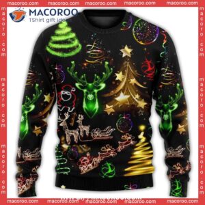 christmas neon art tree and snowman sweater cute christmas sweaters 3