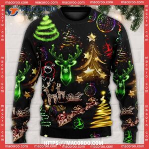 christmas neon art tree and snowman sweater cute christmas sweaters 4