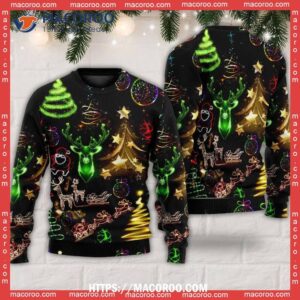 christmas neon art tree and snowman sweater cute christmas sweaters 5
