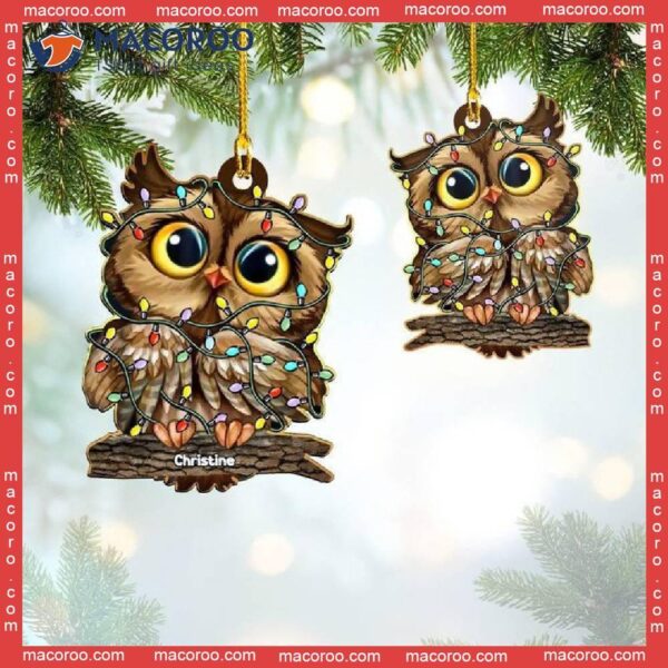 Christmas Owl Custom-shaped Name Acrylic Ornament