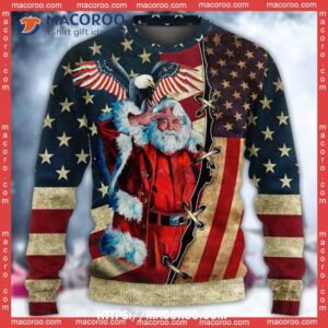 christmas patriot santa claus sweater ugly christmas cardigan 4