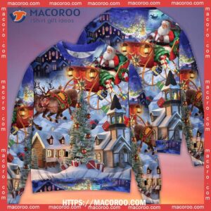 christmas rudolph santa claus reindeer gift light art christmas sweatshirt 2