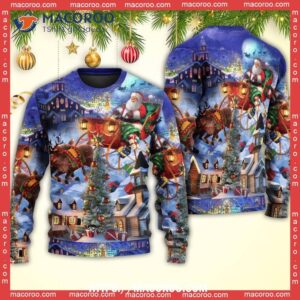 christmas rudolph santa claus reindeer gift light art christmas sweatshirt 5