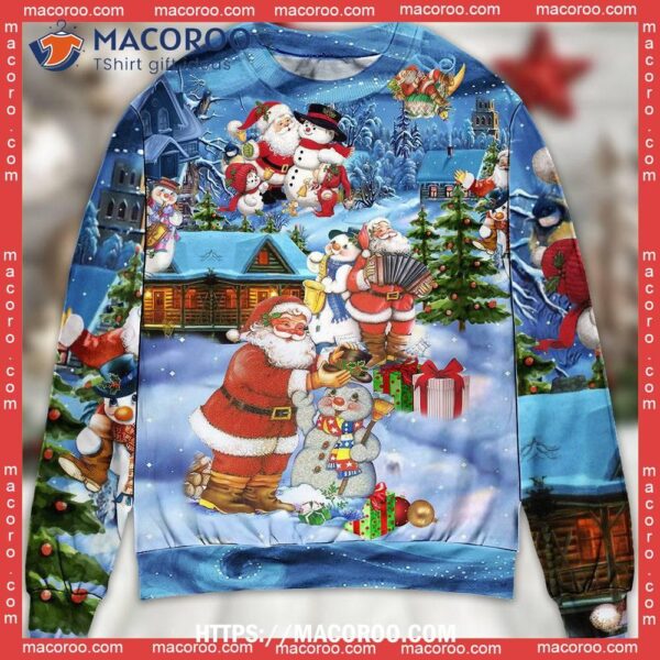 Christmas Santa And Snowman Best Friends Ugly Xmas Sweater