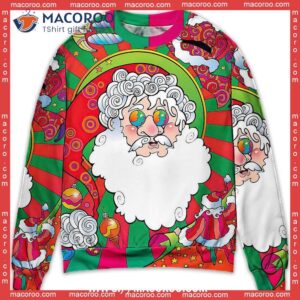 christmas santa claus psychedelic colorful hippie sweater best ugly christmas sweaters 0