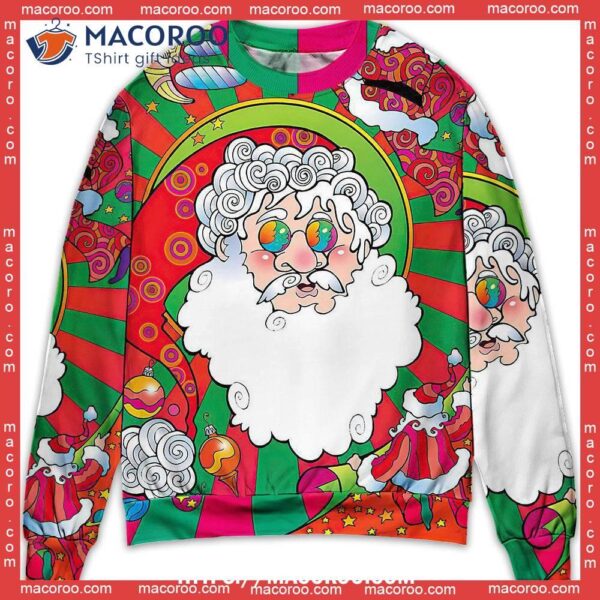 Christmas Santa Claus Psychedelic Colorful Hippie Best Ugly Christmas Sweaters