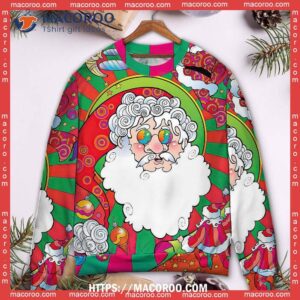 Christmas Santa Claus Psychedelic Colorful Hippie Best Ugly Christmas Sweaters