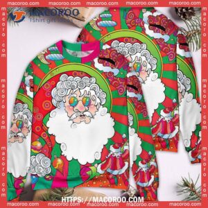 christmas santa claus psychedelic colorful hippie sweater best ugly christmas sweaters 2