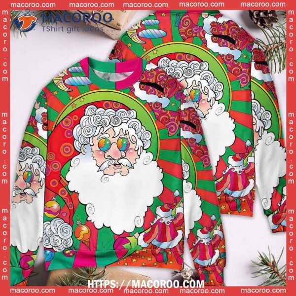 Christmas Santa Claus Psychedelic Colorful Hippie Best Ugly Christmas Sweaters