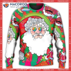 christmas santa claus psychedelic colorful hippie sweater best ugly christmas sweaters 3