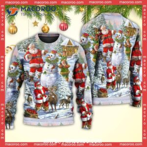 christmas santa claus snowman elf so happy art christmas sweatshirt womens 5