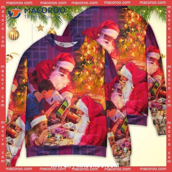 Christmas Santa Claus Story Light Art, Cheap Ugly Christmas Sweater