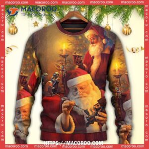 christmas santa claus the spirit of art grinch ugly sweater 4