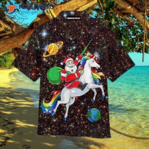 Christmas Santa Riding Unicorn Universe Hawaiian Shirt