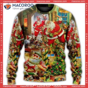 Christmas Santa’s Toy Workshop Sweater, Funny Christmas Sweaters For Adults