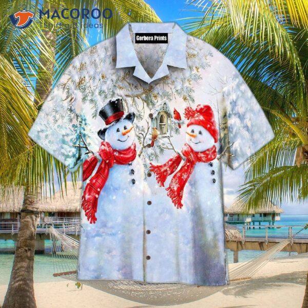 Christmas Snowman White Hawaiian Shirts