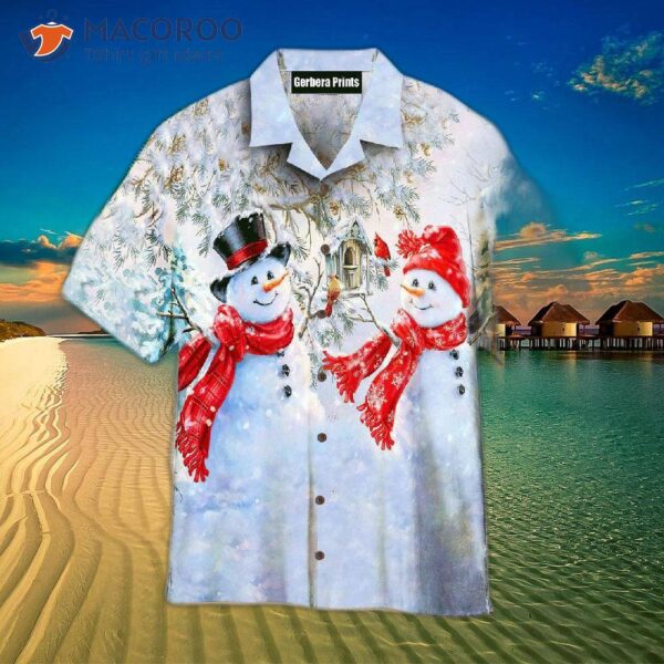 Christmas Snowman White Hawaiian Shirts