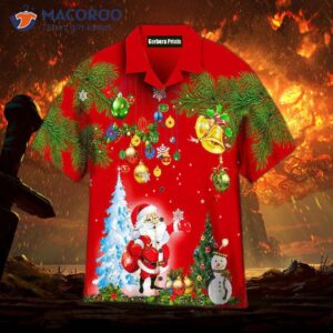 christmas tropical red hawaiian shirts 1