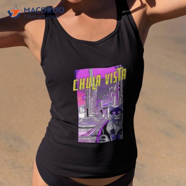 Chula Vista Cat Retro Anime Cityscape California Usa Funny Shirt