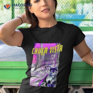 chula vista cat retro anime cityscape california usa funny shirt tshirt 1